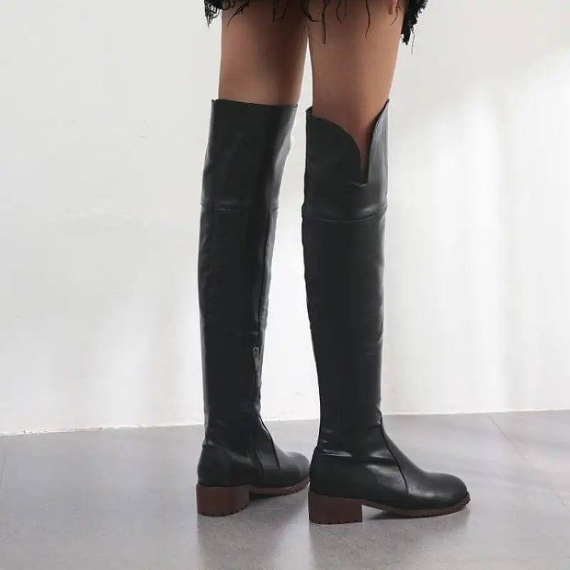 Over Knee Thigh High Boots Women Flat Low Heels Women Shoes-2