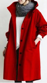 Oversized Women's Korean Style Slim Windbreaker-Red-9