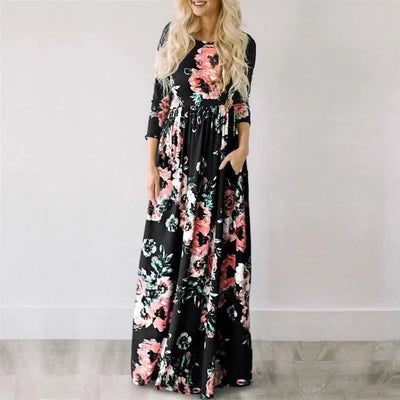 Pink Floral Boho Maxi Dress - Summer 2022 Beach Party Wear-9