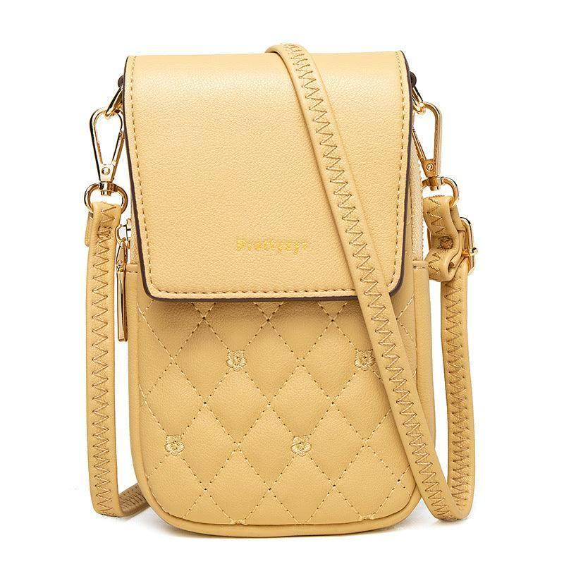 Plaid Sewing Design Mobile Phone Bags For Women Simple Buckle Multifunctional Crossbody Shoulder Bag-11