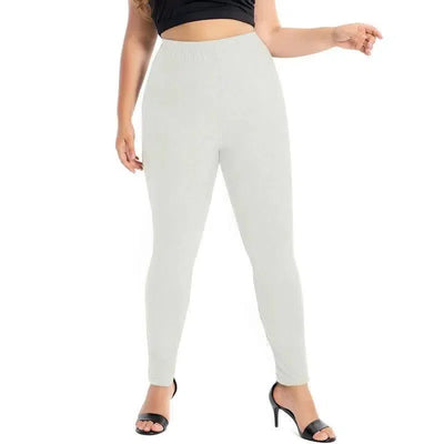 Plus Size Leggings For Women Modal Cotton Stretch Elastic-White Leggings-7