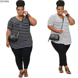 Plus Size Striped Top & Leggings Fashion Combo-3