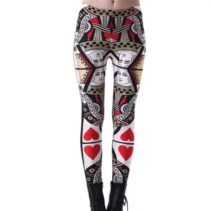 LOVEMI - Lovemi - Poker Print Red Heart Queen Leggings