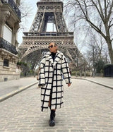 Polo Loose Coat Fashionable Plaid-2