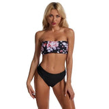 Printed Tube Top Swimsuit Leopard Print Bikini-Pinkflowers-5