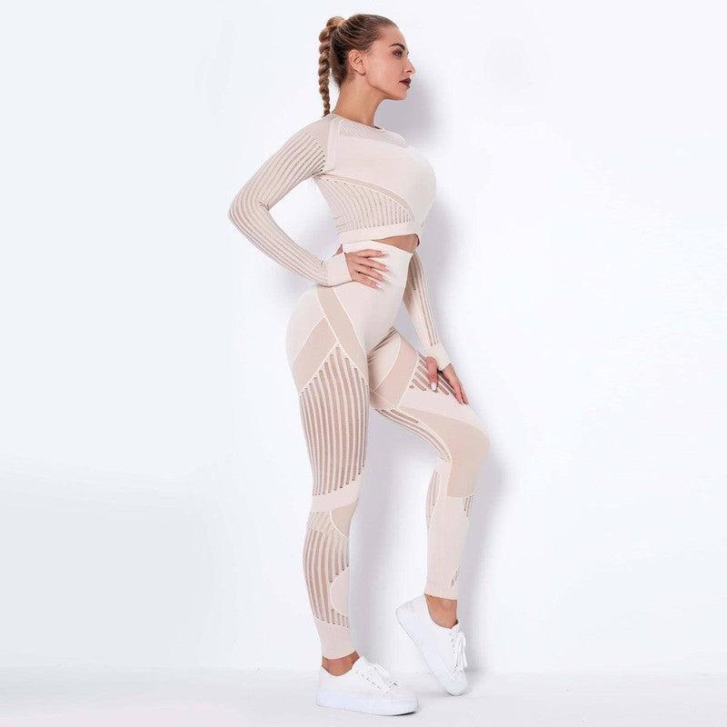 Seamless Knitted Absorbent Yoga Long-Sleeved Suit Yoga Wearsuit-3