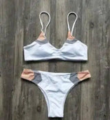 Sexy European and American bikini color matching swimsuit-White-1