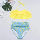 Sexy Fashion Multicolor Split Bikini Swimsuit-Yellow-4