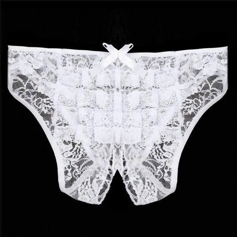 Lingerie Cut Out Underpants Briefs Lace-White-1