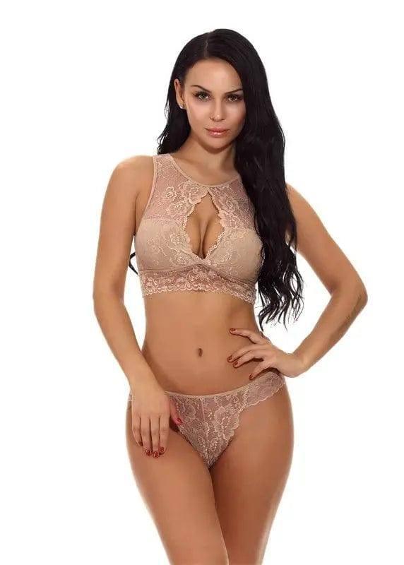 Lingerie Lace Lingerie Set Perspective Lingerie Suit-Brown-4