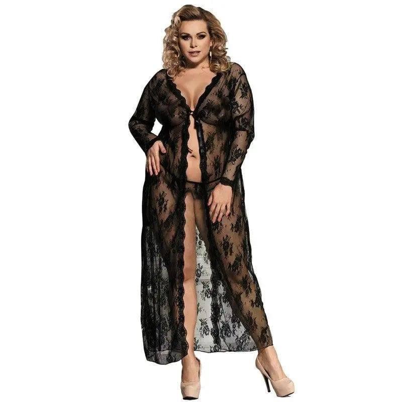 Pajamas Women Temptation Lace Lingerie-Black-1