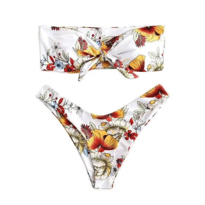 Sexy Printed Ladies Bikini Split Swimsuit-Purewhiteprinting-6