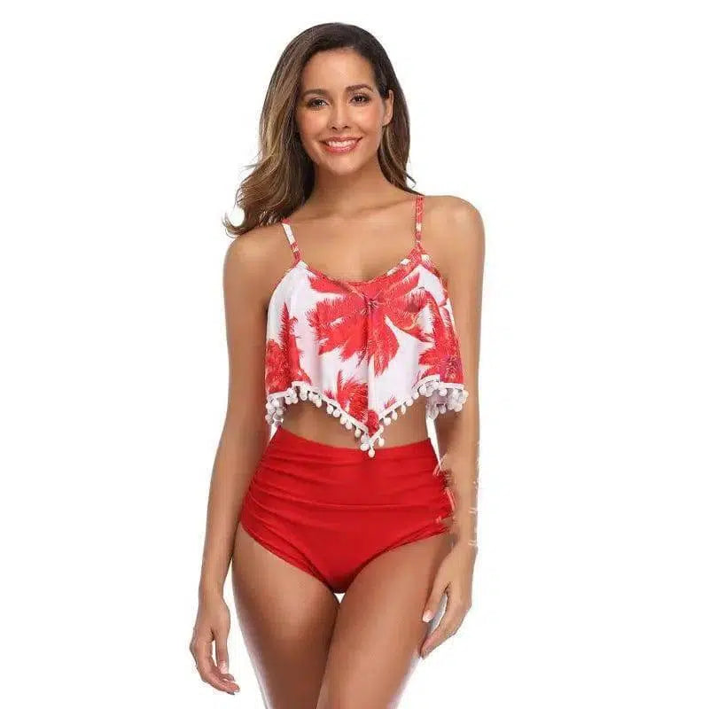 ruffle swimsuit-Red-3