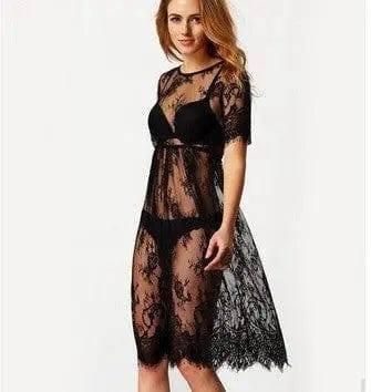 Sexy Women Lace Crochet Bikini Swimwear Cover Up Beach Dress-1