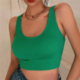 Women Vest Crop Top Sleeveless Vests Beach Women Sports-green-9