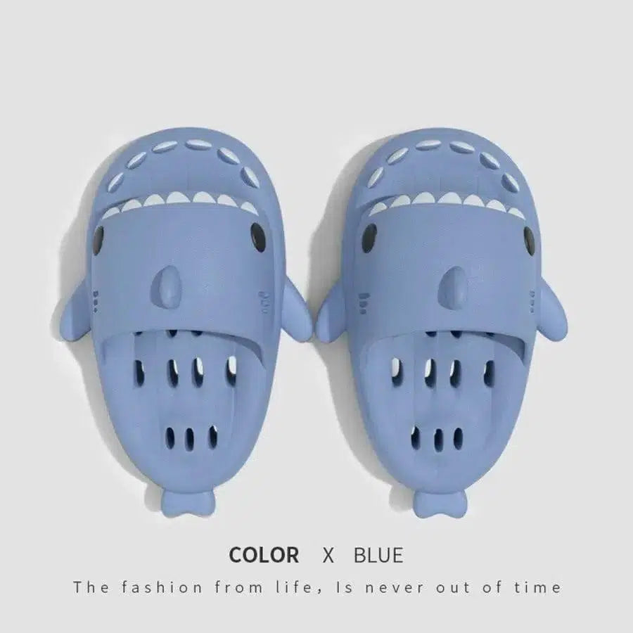 Shark Slippers With Drain Holes Shower Shoes For Women Quick-Blue-9