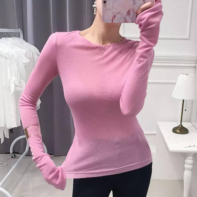 Shintimes Shirt Women T-Shirt Long Sleeve Korean Style-1