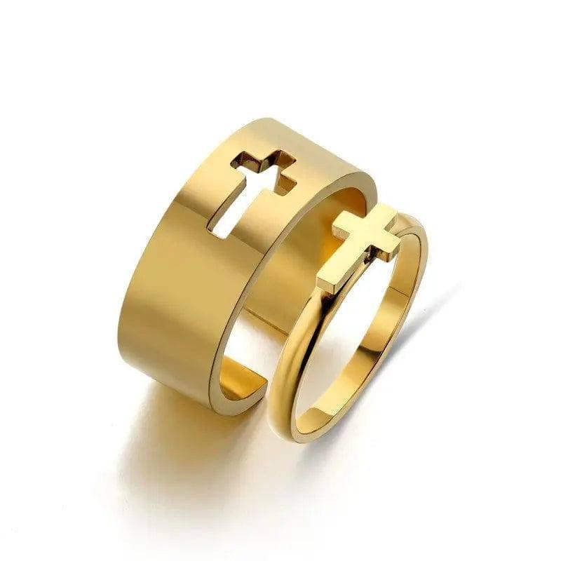 Simple And Versatile Titanium Steel Ring-Crossgoldencolor-1