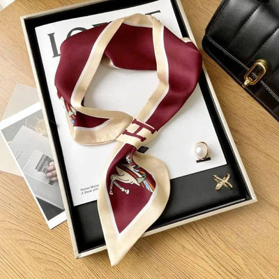 Simple Decorative Oil Painting Ear Scarf-Wine red steed-4