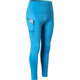 Slim pocket running stretch tights-Blue-2