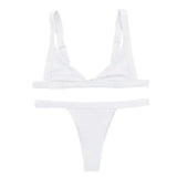 Solid Color Separate Body Swimsuit Female Multi-color-White-7