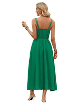 Solid Color Suspender Long Dress Spring And Summer Bow Waist Tie Design Dress Womens Clothing-8