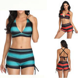 Split Striped Sexy Bikini Bijini Female Swimwear-1