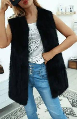 Spot Fashion Long-Haired Waistcoat Imitation Fur Women'S-4