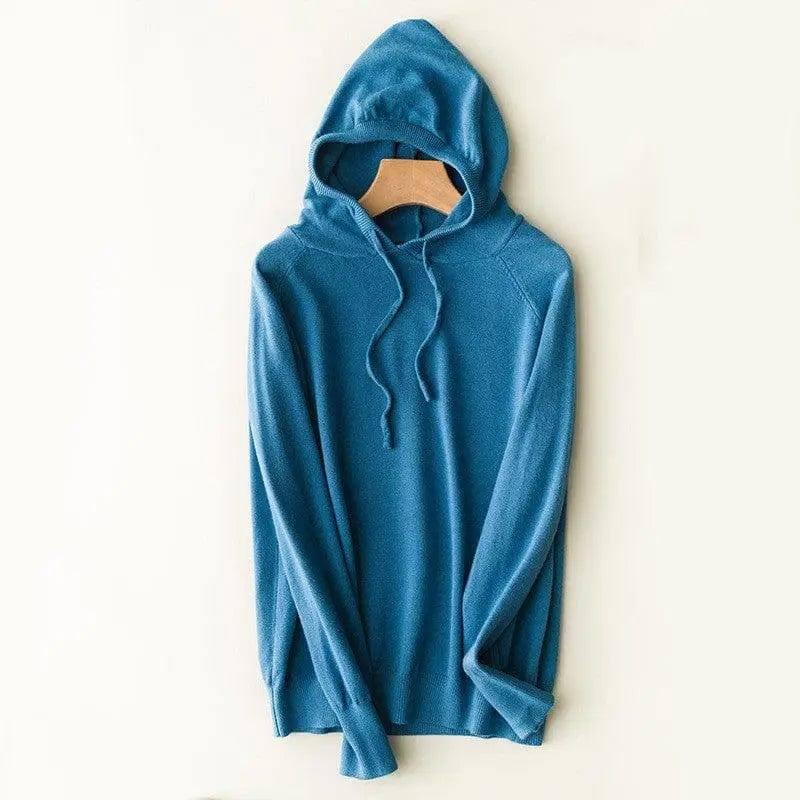 Spring and autumn hooded sweater women pullover-Denim Blue-6