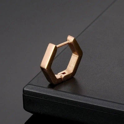 Stainless Steel Creative Hoop Earrings Women Triangular-RoseGold-7