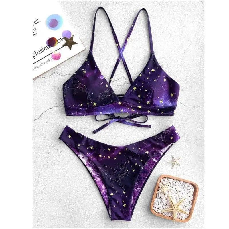 Starry Sky Bikini Set-Purple-3