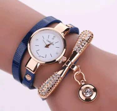 Thin belt fashion ladies watch Casual three-ring winding bracelet watch Women's fashion quartz watch-10