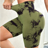 Tie-dye Printed Yoga Pants Summer Quick-drying Fitness Shorts High-waisted Hip-lifting Leggings Women Pants-1