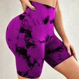 Tie-dye Printed Yoga Pants Summer Quick-drying Fitness Shorts High-waisted Hip-lifting Leggings Women Pants-6