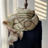 Two-color Cashmere Thickened Scarf Air Conditioner Shawl-4