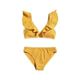 Two-piece Bikini Small Breasts Gathered-Yellow-2