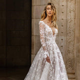 Wedding Dress Sexy Lace Long Sleeve Dress Evening Dress-1