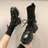 Women Fashion Short Tube Strap Elastic Ankle Boots-5