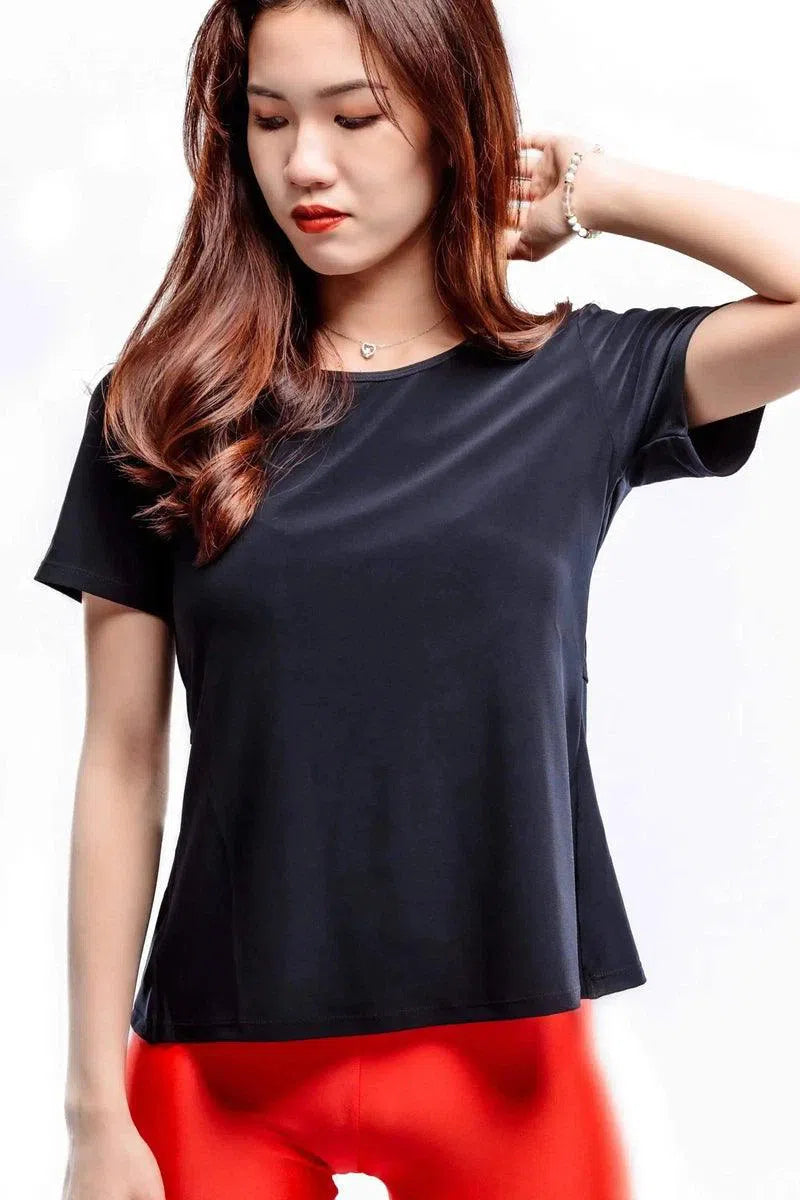 Women's Open Back Casual Top-Black-5