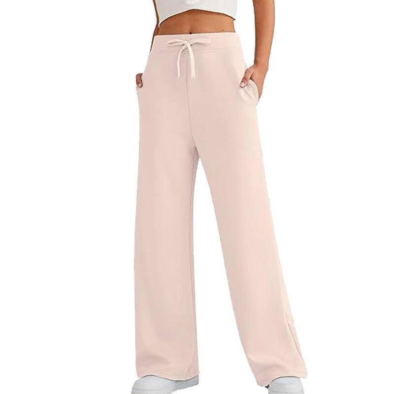 Women's Autumn Leisure Loose Wide-leg Pants Pink / 2XL-4