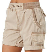 Women's Casual High Waist Cargo Shorts-Khaki-11