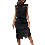 Women's Fashion Lace Stitching Dress-5