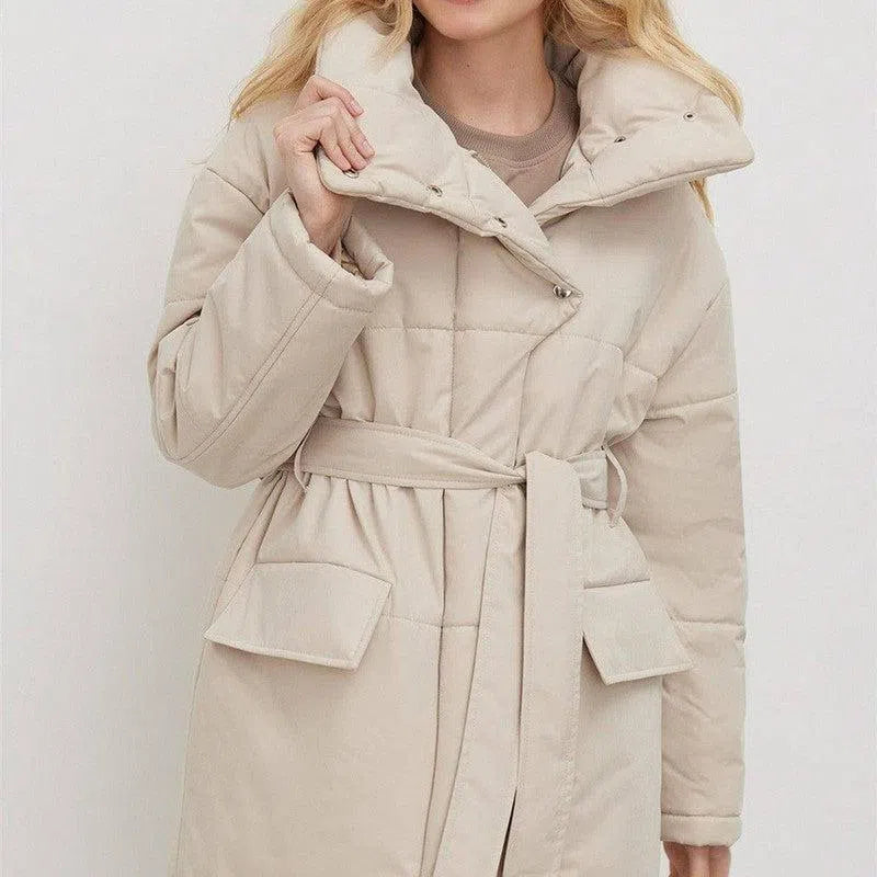 Women's Fashion Temperament Standing Collar Cotton Jacket-1