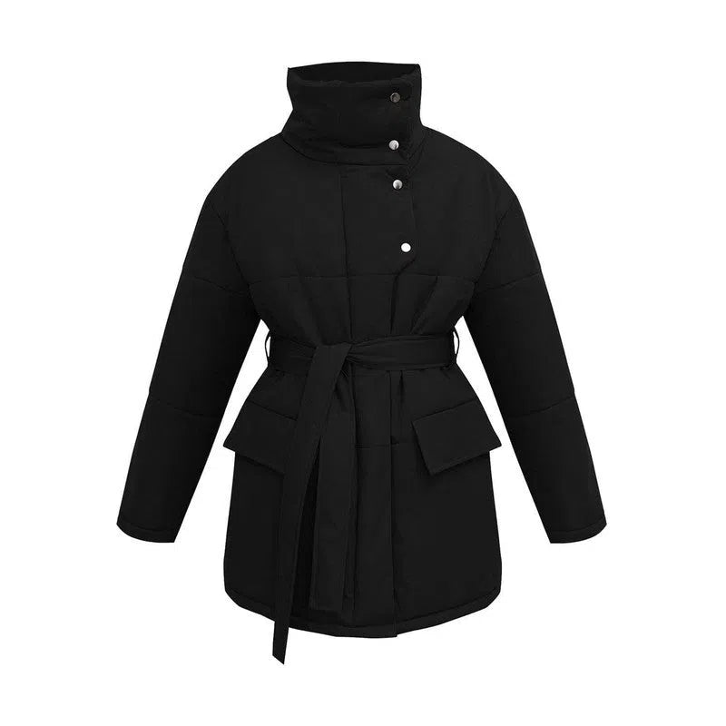 Women's Fashion Temperament Standing Collar Cotton Jacket-2