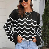 Women's Knitwear Long Sleeve Stitching Sweater-9