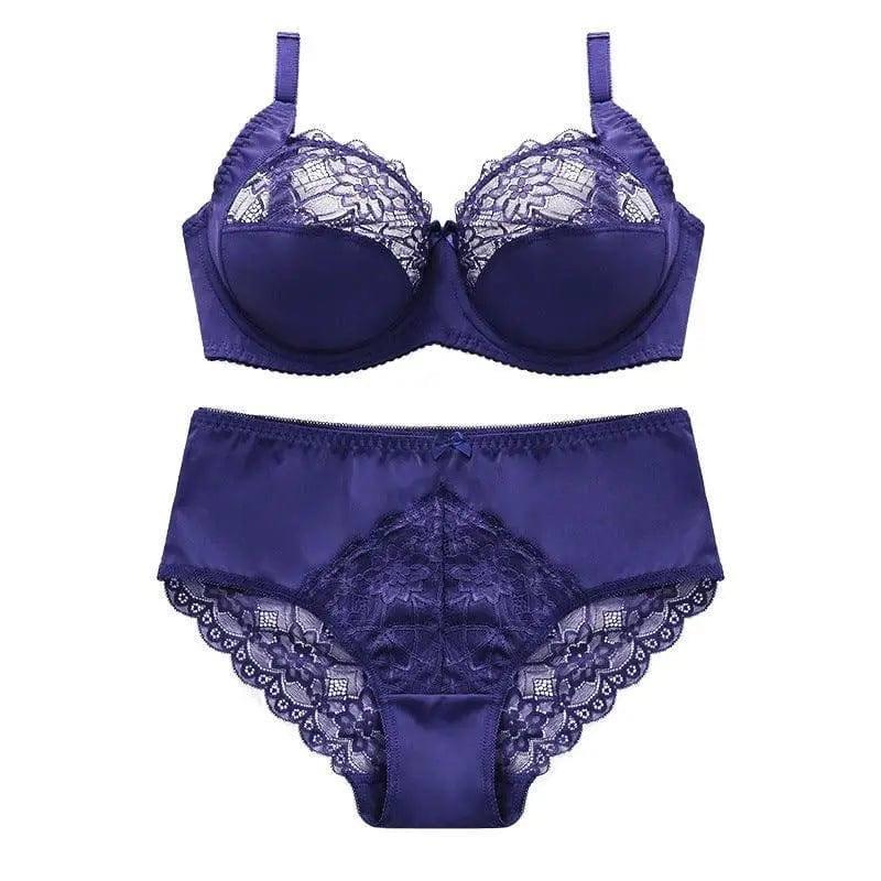 Women's Lace Underwire Push Up Lingerie Panty Set-4