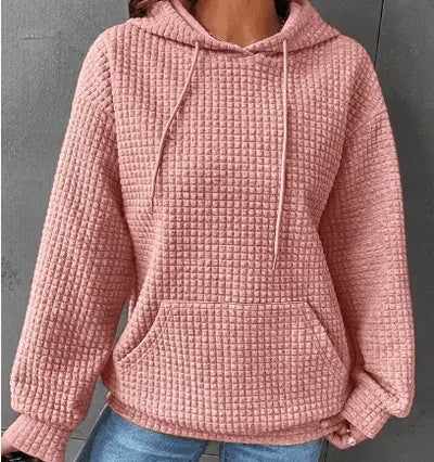 Women's Loose Casual Solid Color Long-sleeved Sweater-Pink-6