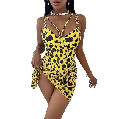 Women's One Piece Swimsuit Women's Printed Bikini-Yellow-3