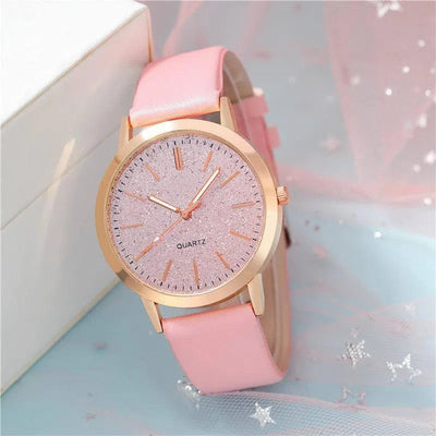 Women's Round Pointer Quartz Watch Set-3