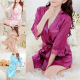 Women's Sexy Lingerie Set Sexy Ice Silk Robe with Bathrobe-1